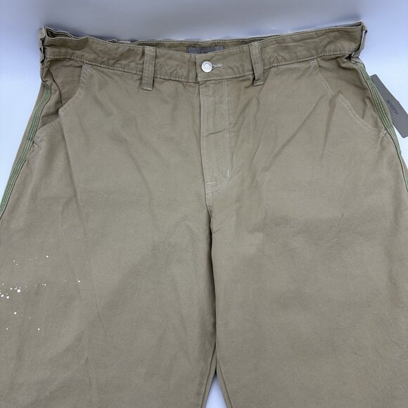 Hudson Luca Wide Leg Carpenter Size 42 Beige Paint Splatter Baggy Work Jeans NWT - Picture 6 of 16